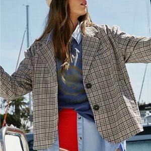 We the Free cali plaid blazer